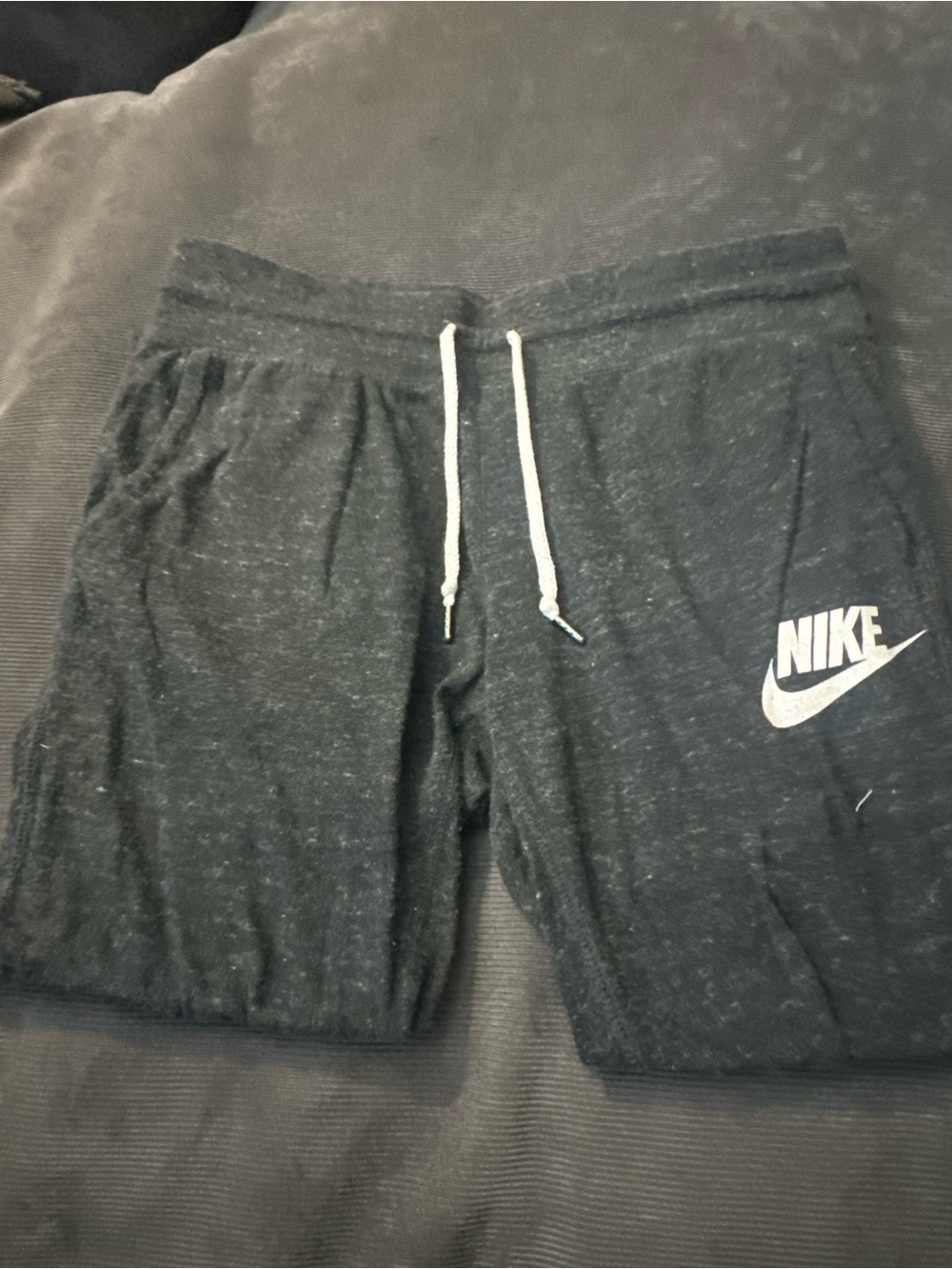 Nike Men’s Black Heather Athletic Drawstring Shorts with White Logo